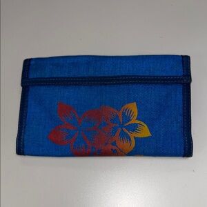 Rainbow Large “Ripper” Velcro Blue Floral Organizer/ Wallet - vintage